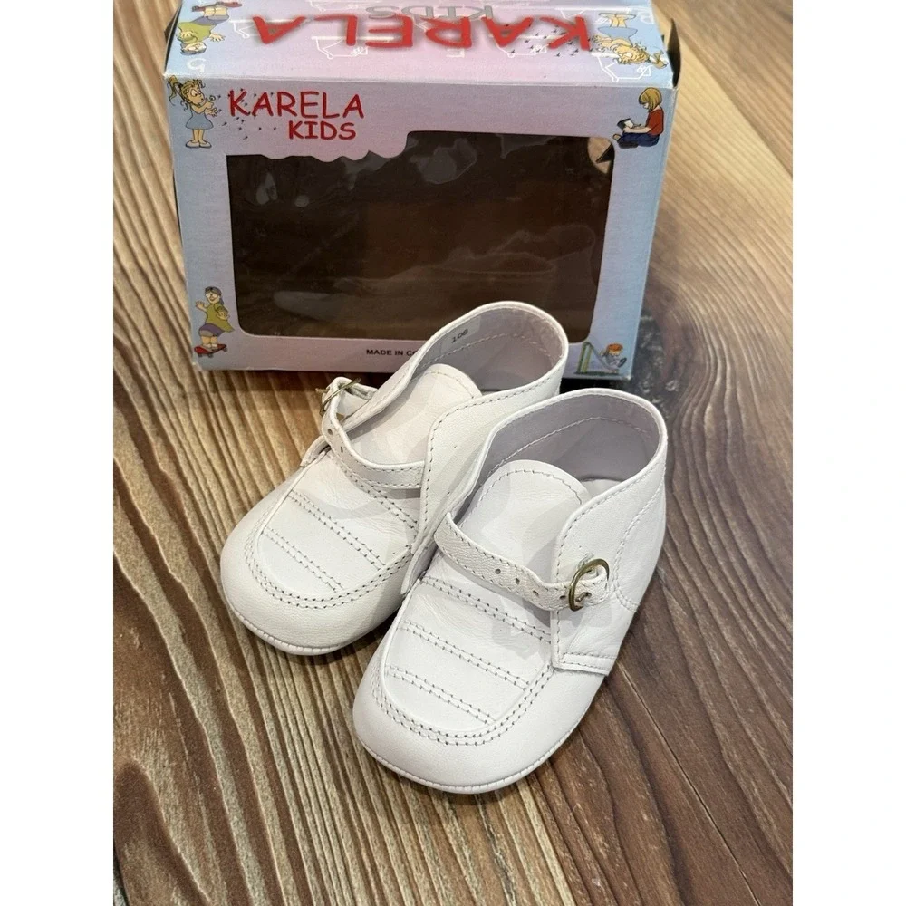 KARELA White Leather Baby Shoes Size 3
